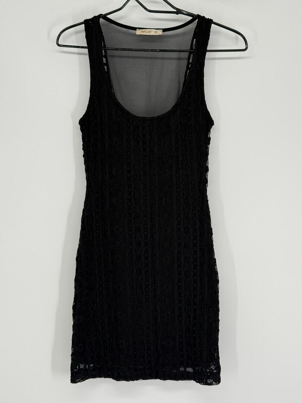 Arden B Black Floral Lace Bodycon Mini Dress Sheer Mesh Back Y2K Small